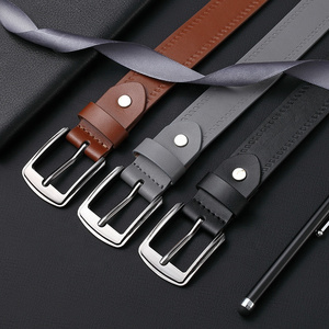 pin buckle fashion plain cowboy leather cattlehide slim classic men belt