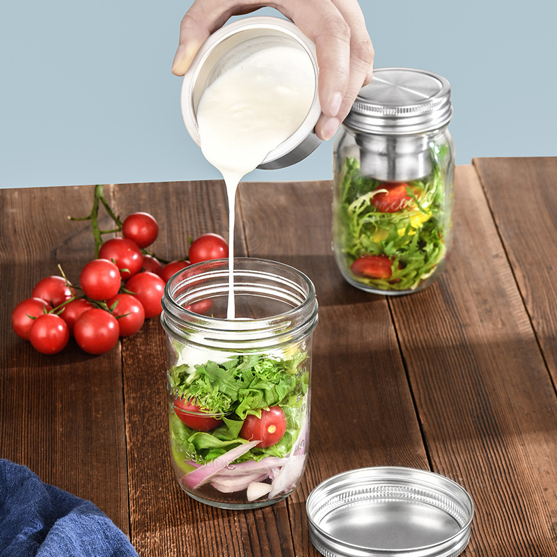 High Quality 450ml Fruit Vegetable Salad Jars 1 Gallon Clear Glass Storage Containers Mason Jar Lids Wide Mouth