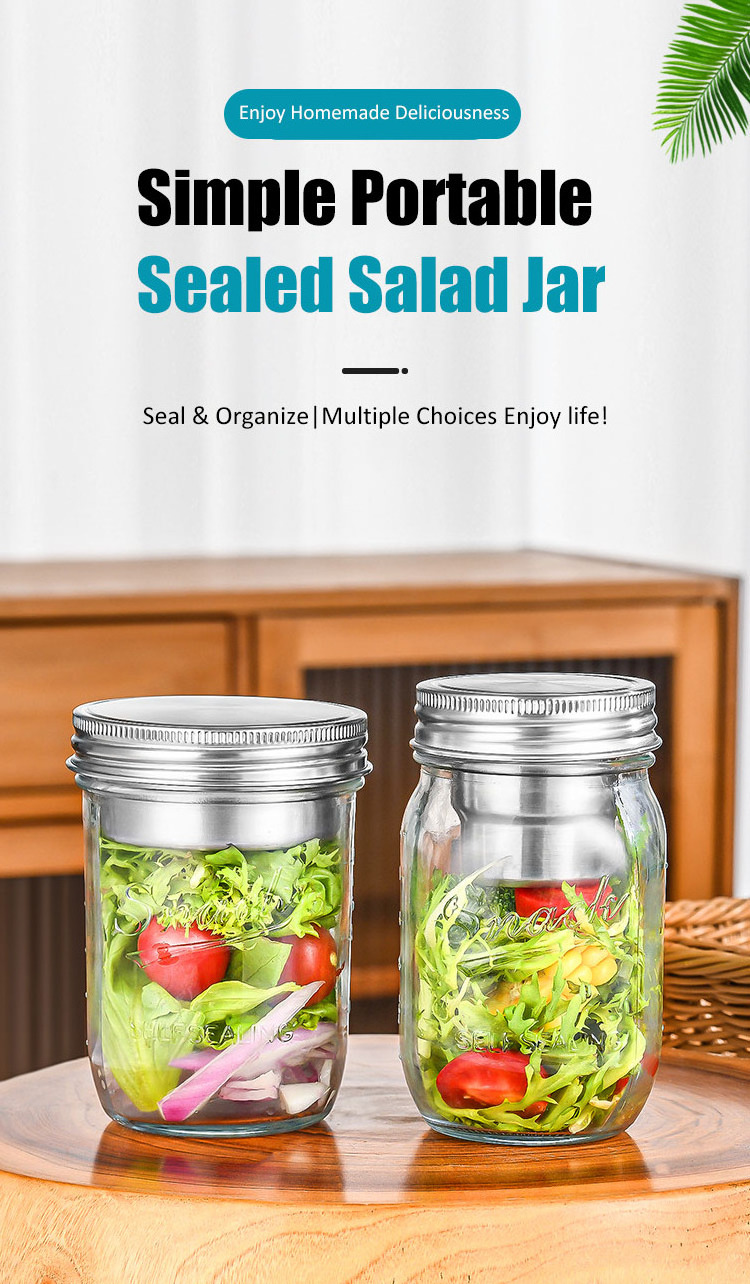 High Quality 450ml Fruit Vegetable Salad Jars 1 Gallon Clear Glass Storage Containers Mason Jar Lids Wide Mouth