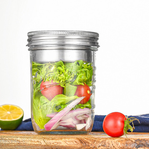 High Quality 450ml Fruit Vegetable Salad Jars 1 Gallon Clear Glass Storage Containers Mason Jar Lids Wide Mouth