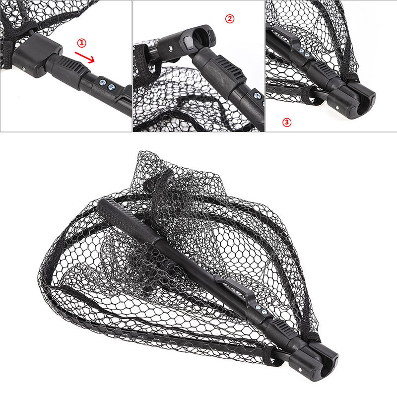 cheap aluminium pole hand Carbon Fiber fly fishing rubber fishing landing net