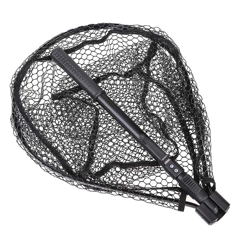 cheap aluminium pole hand Carbon Fiber fly fishing rubber fishing landing net