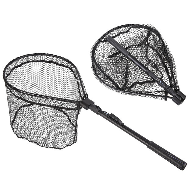 cheap aluminium pole hand Carbon Fiber fly fishing rubber fishing landing net