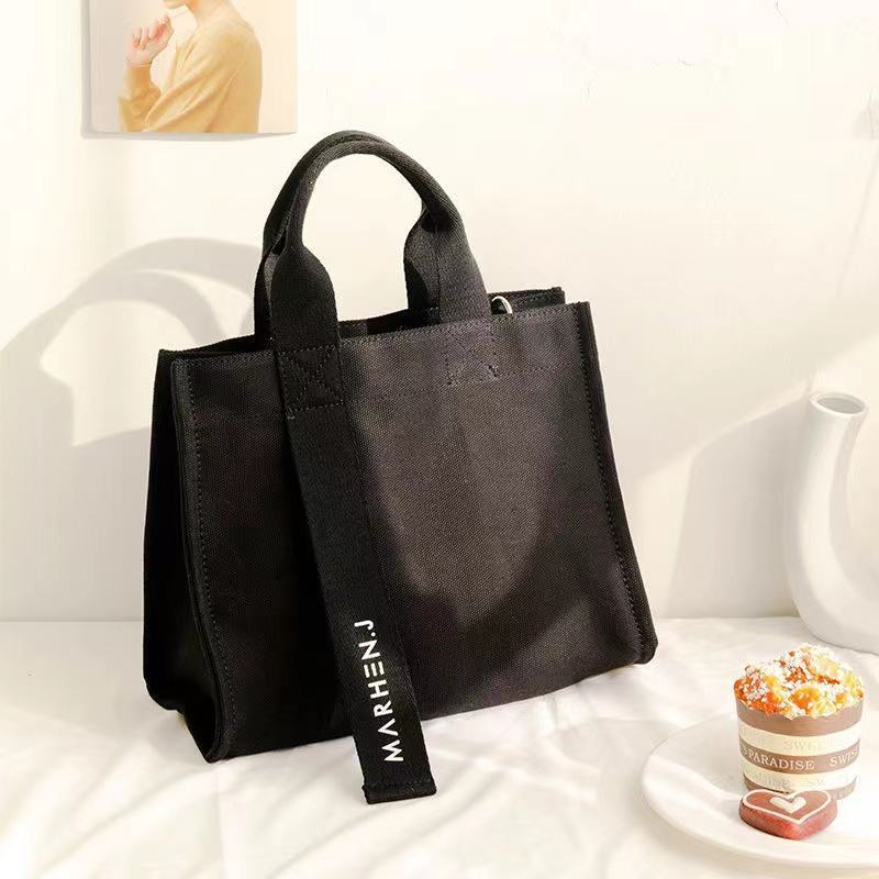 2022 new style hot sale wholesale Durable reusable foldable clothing store shopping black canvas bag