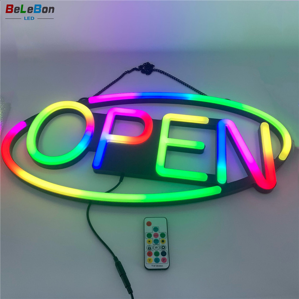 2020 Manufacturer Hot Selling LED Advertising Business Signs Cafe Bars Bar Nails Salon Christmas Store Letter Oval Open Sign