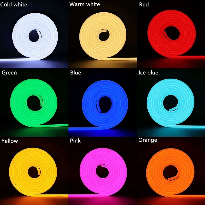 DC12V 5mm 6mm 8mm 5m 50m 100m ultra thin size silicone side top view led neon lights strip ip67 Led neon Flex for Sign