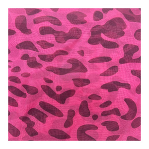 OEM&ODM best leopard digital print fabrics 50gsm 100% polyester chiffon tulle printed fabric for garment  headband dress