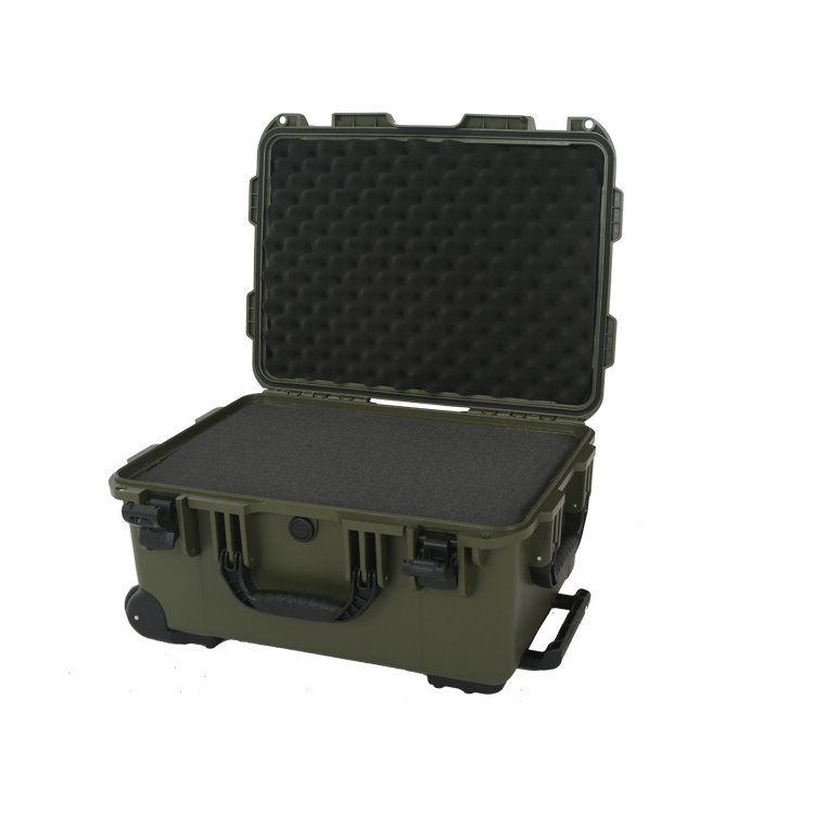 Rugged hard plastic case waterproof equipment tool case with foam and handle