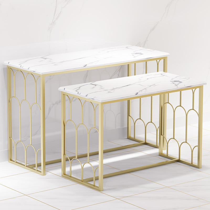 Elegant Lady Clothes Shop Shoes Handbag Display Table Golden Garment Storage Table  Nesting Table for Shoes Shop