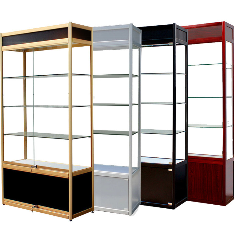 Aluminum Glass Vitrine Simple Style Jewelry Display Cabinet Shop Mall Decoration Display Cases For Jewelry Showcase