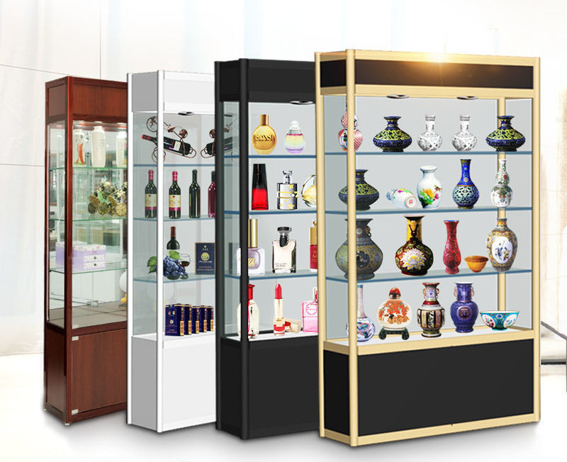 Aluminum Glass Vitrine Simple Style Jewelry Display Cabinet Shop Mall Decoration Display Cases For Jewelry Showcase