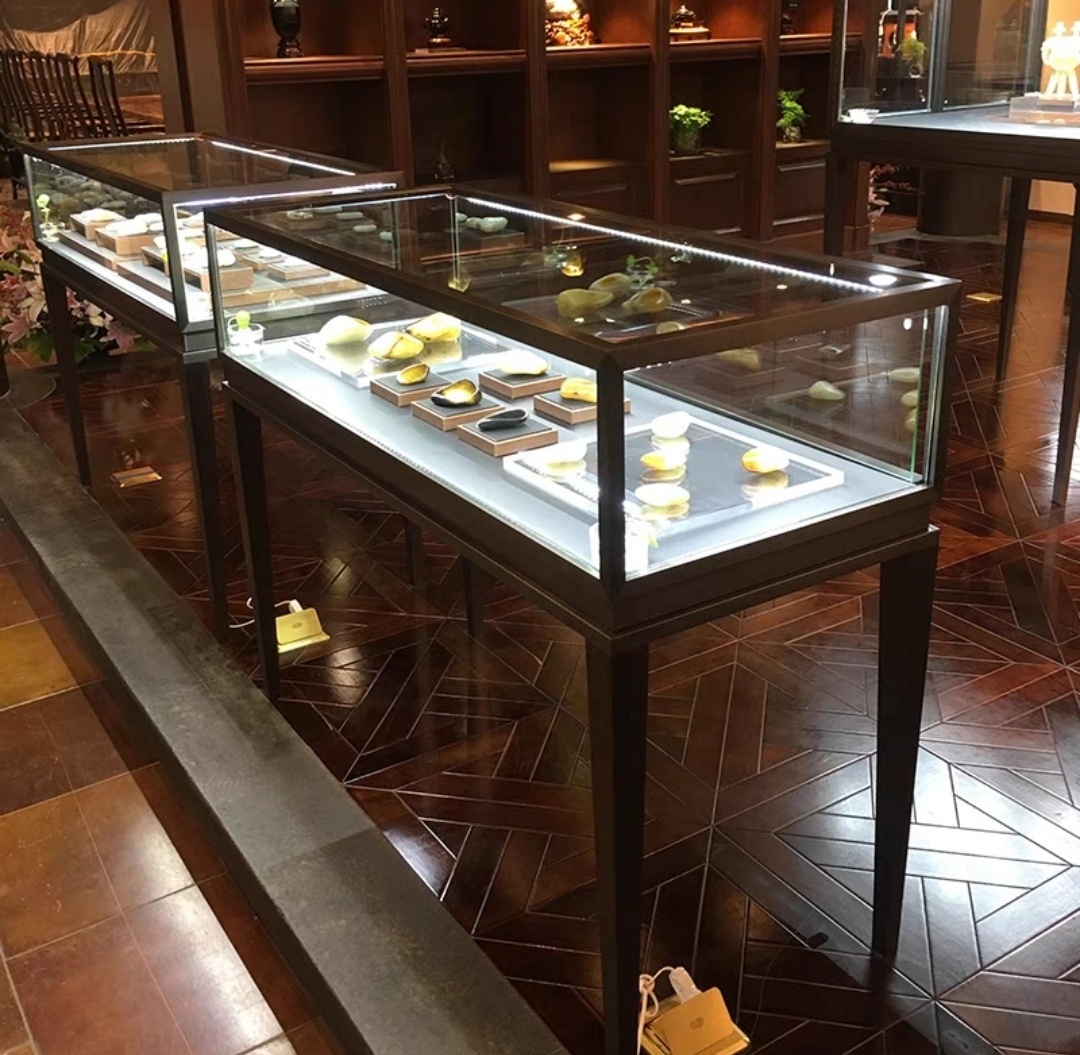 Hot Sell Metal Structure Jewelry Display Showcase Lockable Sliding Door Glass Counter for Shop