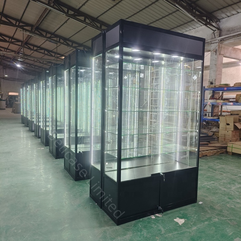 Tall Glass Showcase Window Display Glass Cabinets with Lock  5-layer Retail Shop Vitrines Smoke Shop Display Case