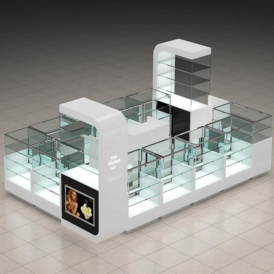 Perfume display counter and cosmetic showcase kiosk