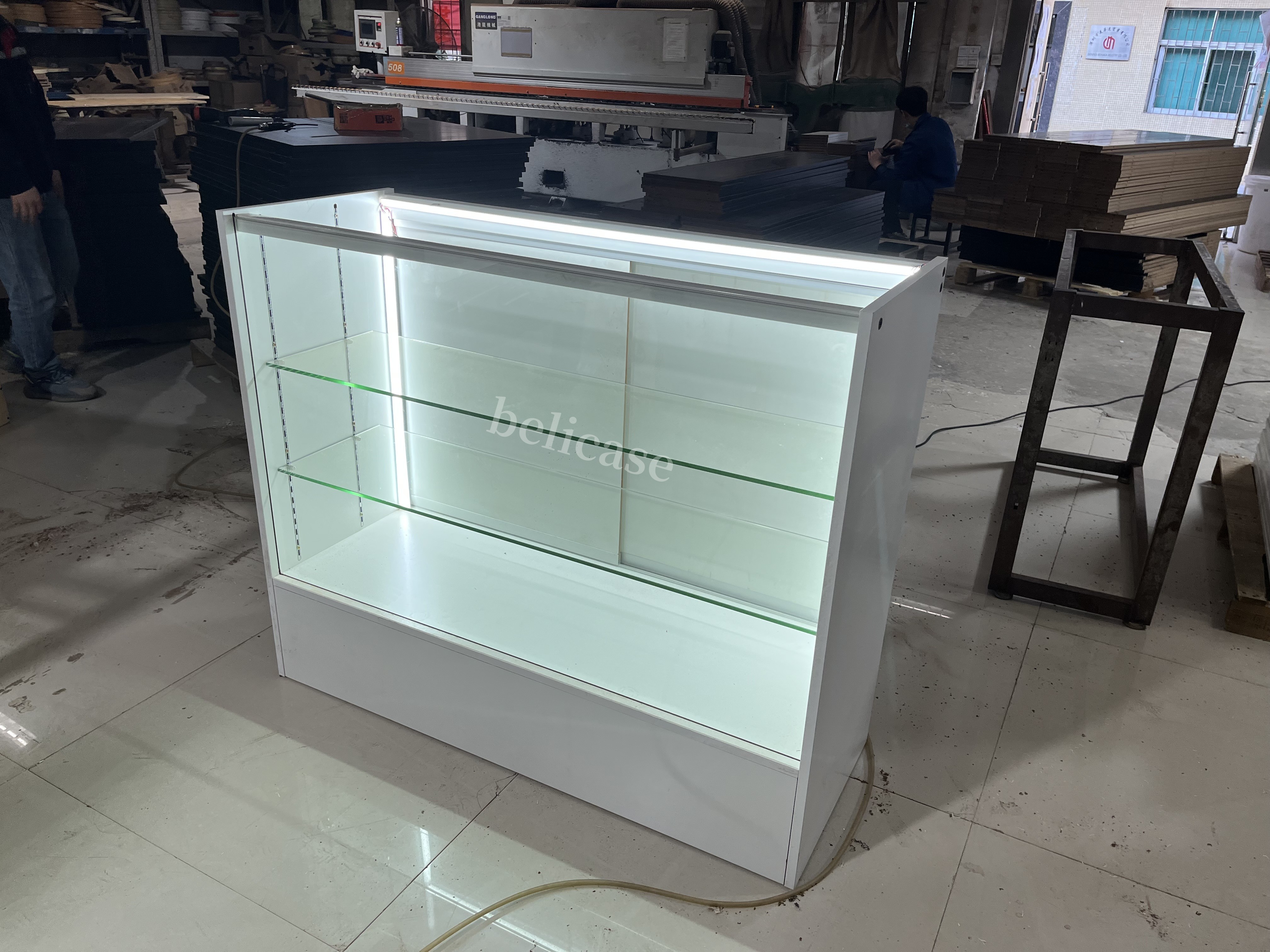 Hot Sale Glass Display Showcase with Led Light for Jewelry Wooden Display Case Smoke Retail Shop Tempered Glass Cabinet