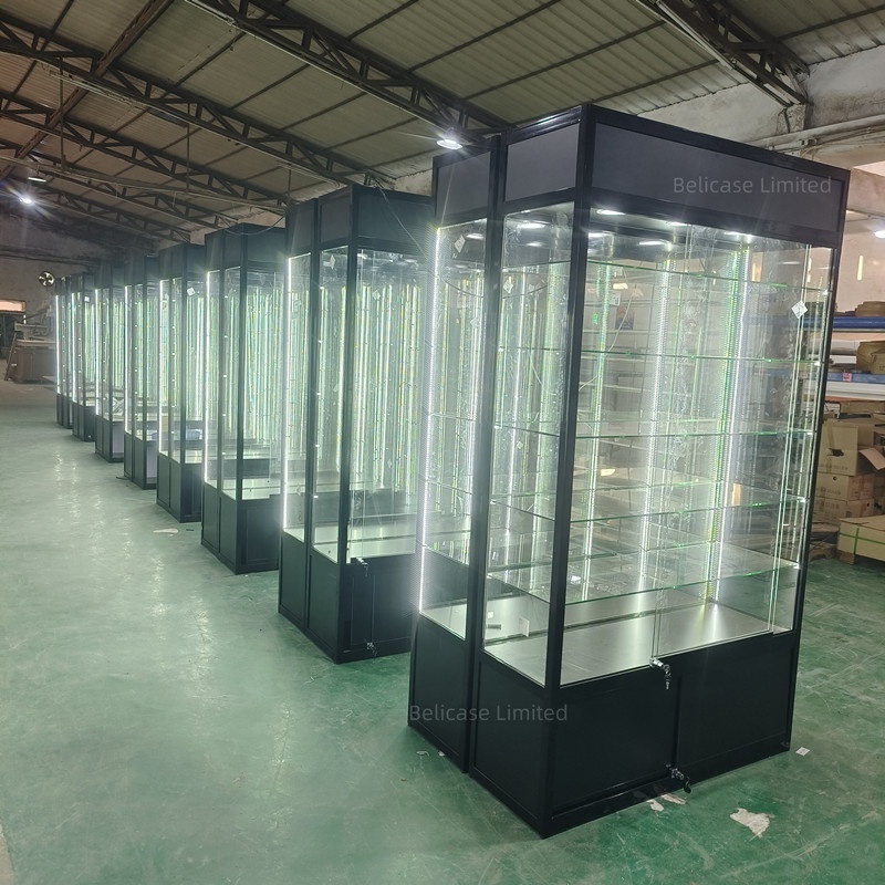 Tall Glass Showcase Window Display Glass Cabinets with Lock  5-layer Retail Shop Vitrines Smoke Shop Display Case