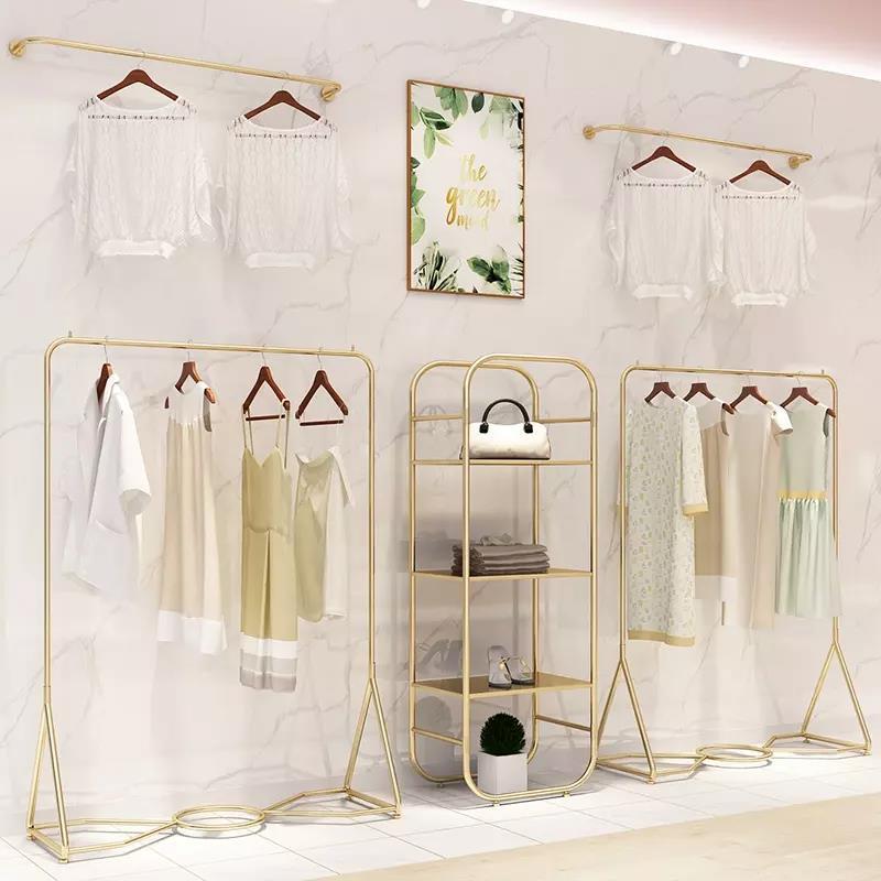 Fashion Customized Metal Wedding Dress Shop Display Furniture Wedding Dress Display Rack For Clothes Garment Shop