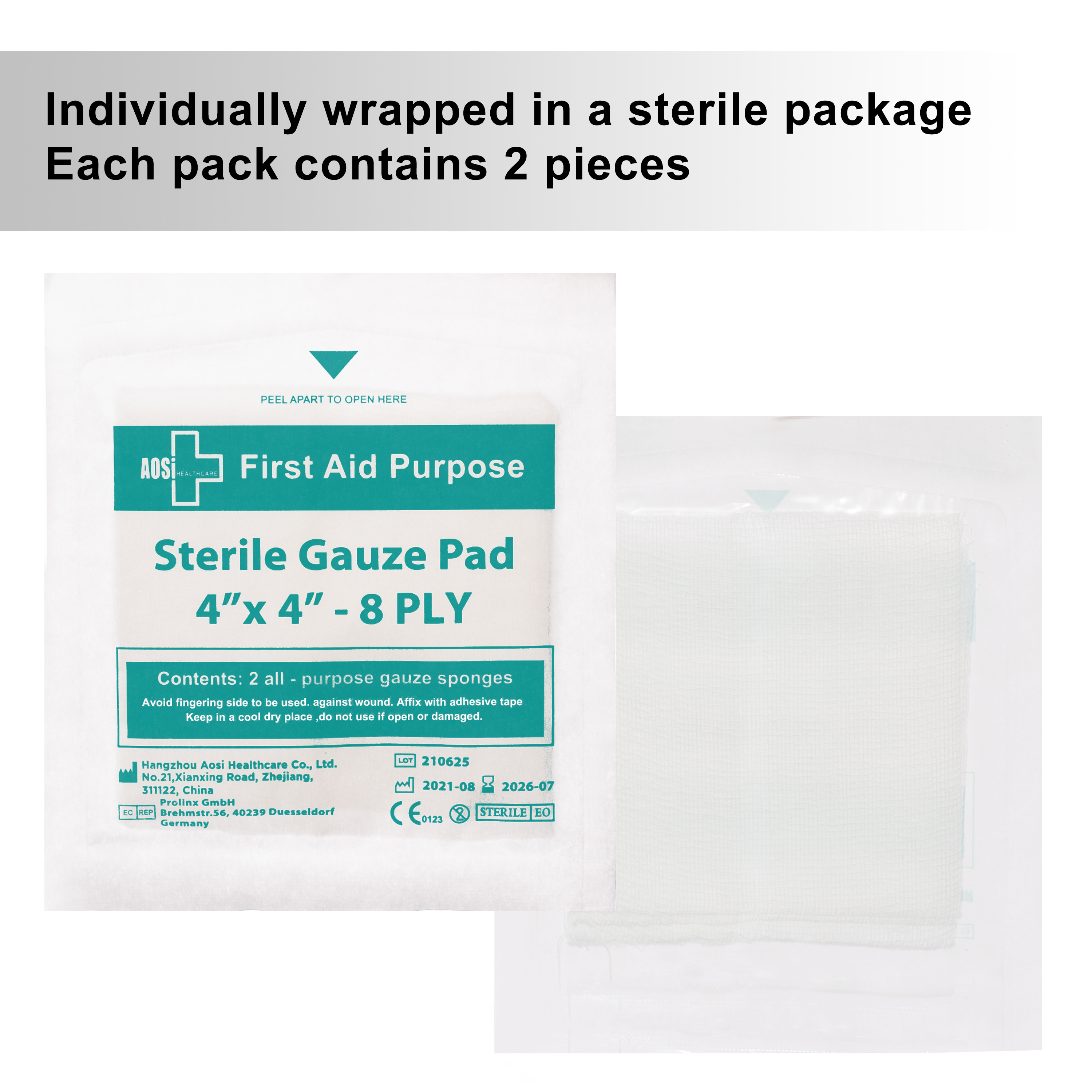 Medical Surgical Absorbent Non-Woven Gauze Sterile Absorbent Gauze Wound Pad Sterilized packaging