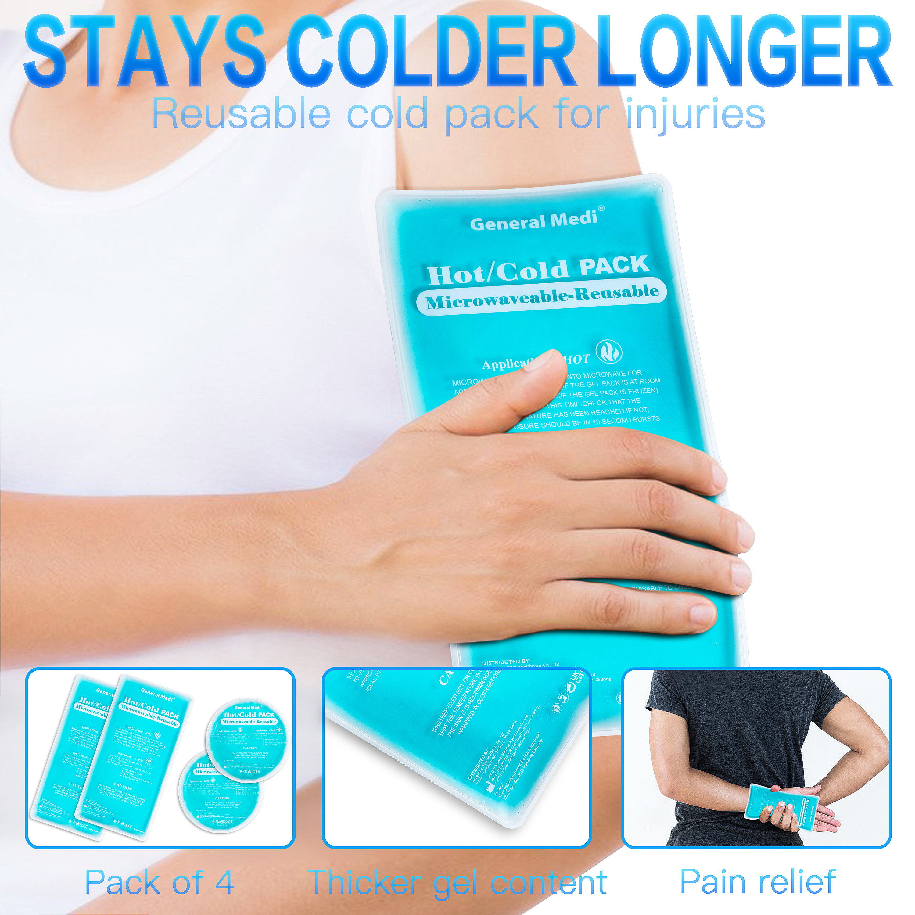 Hot Selling 3 Pack Medical Home Ice Pack Gel Hot And Cold Pack Therapy Reusable Gel Pack Compress Wrap