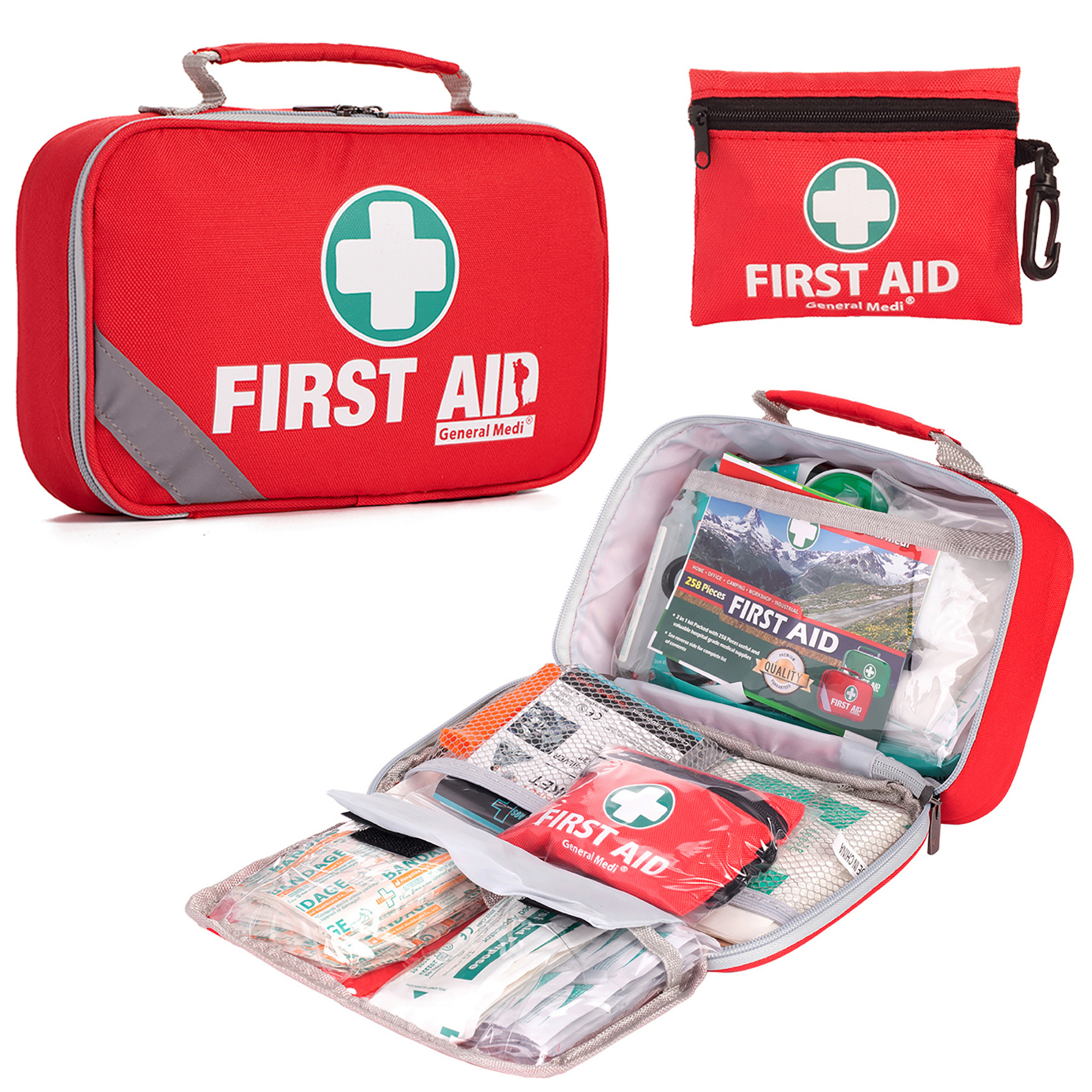 258 Piece set first aid kit red first aid for travel vehicle outdoor camping aid kit