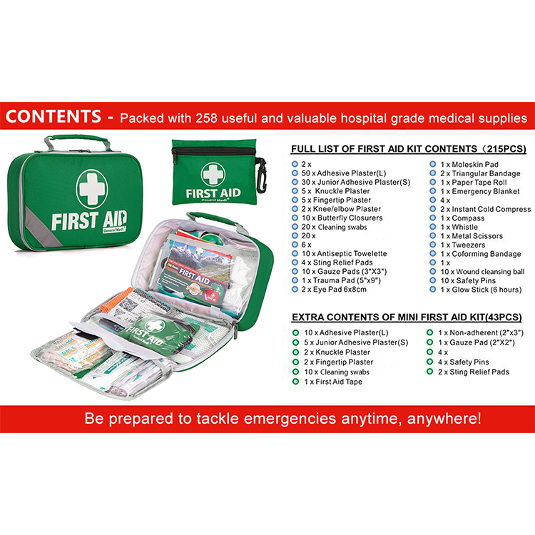 258 Pieces New Type Survival First Aid Kit Professional First Aid Kit Box First-Aid Kit For Travel