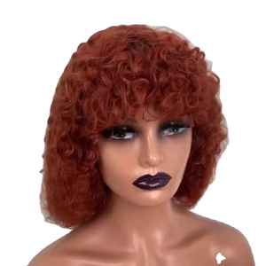 ginger #350 color curly machine made headband wig human hair