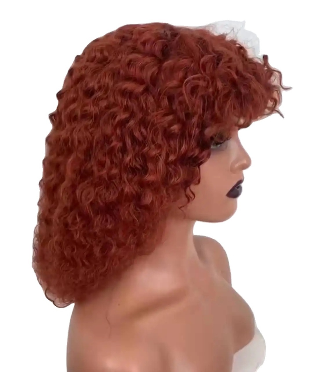 ginger #350 color curly machine made headband wig human hair