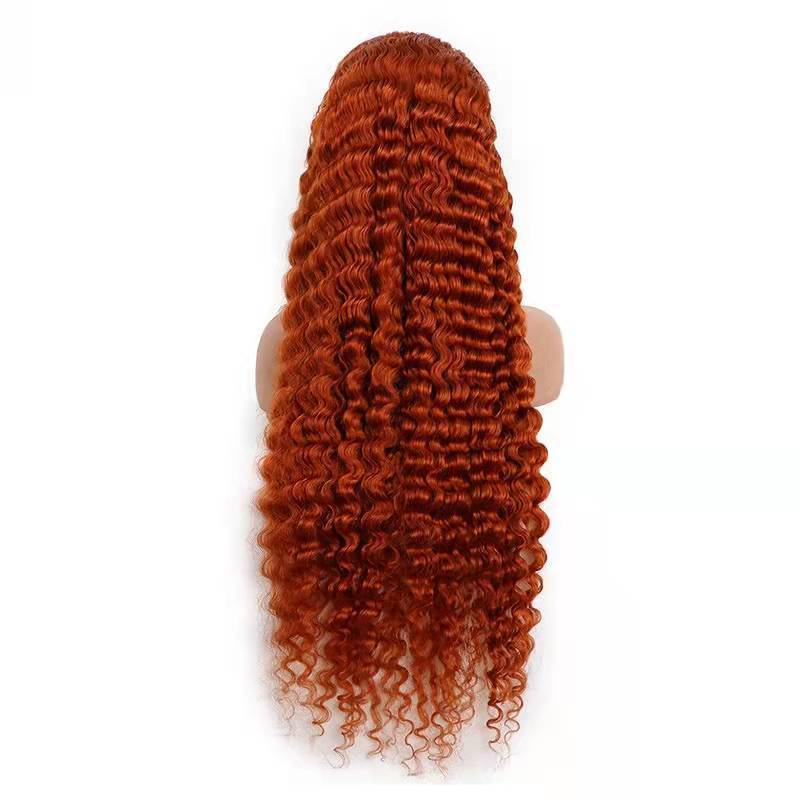 # 350 color wig raw hair 13*4 ginger curly front lace human hair wig