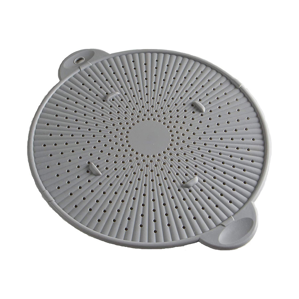 3-In-1 Silicone Kitchen Trivet Guard Strainer Kitchen Splatter Guard For Pan Silicone Splatter Screen For Frying Pan