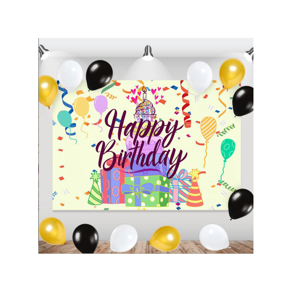 Neon Glow Birthday Party Backdrop Glow In The Dark Confetti Dots Happy Birthday Party Banner Photography Background