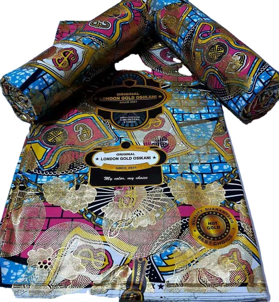 Hot Sell 100% Cotton Super Gold Wax Prints Holland Golden Wax African Ankara Fabrics