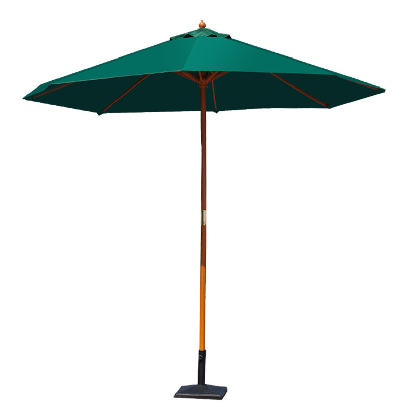 Outdoor Home Garden Restaurant Use Waterproof Foldable Large Customization Sunshade Parasol Polyester Tropical Wooden Umbrella