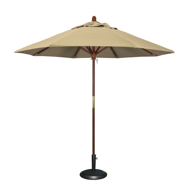 Outdoor Home Garden Restaurant Use Waterproof Foldable Large Customization Sunshade Parasol Polyester Tropical Wooden Umbrella