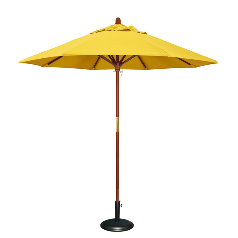 Polyester Fabric Manual Company Custom Branded Large Commercial Beach Umbrella Party Travel Applicable Outdoor Wooden Umbrella