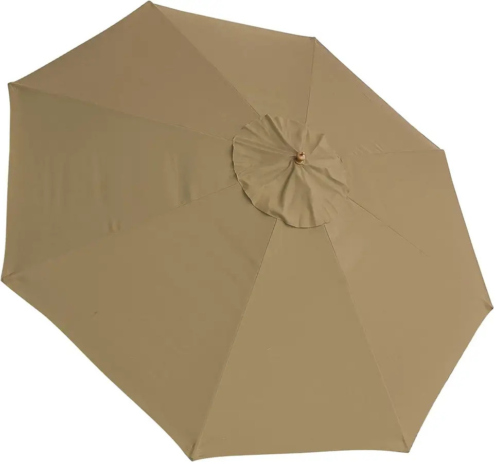 Outdoor Umbrella with Push Button Tilt and Crank 8 Ribs Waterproof Fabric Sunshade Leisure Furniture Patio Beach Garden Umbrella