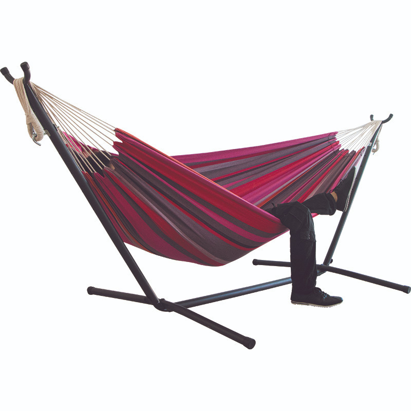 New Arrival Outdoor Camping Garden 2 Person 2 Seat Premium Cotton Hammock Swing Chair Stand Hammock with Steel Stand for Leisure