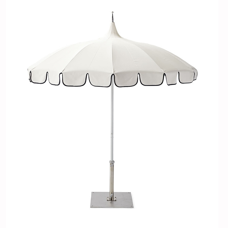 New Trendy Outdoor Pongee Fabric Steel Patio Umbrella Garden Fringe Pagoda Umbrella Outdoor Parasol for Leisure