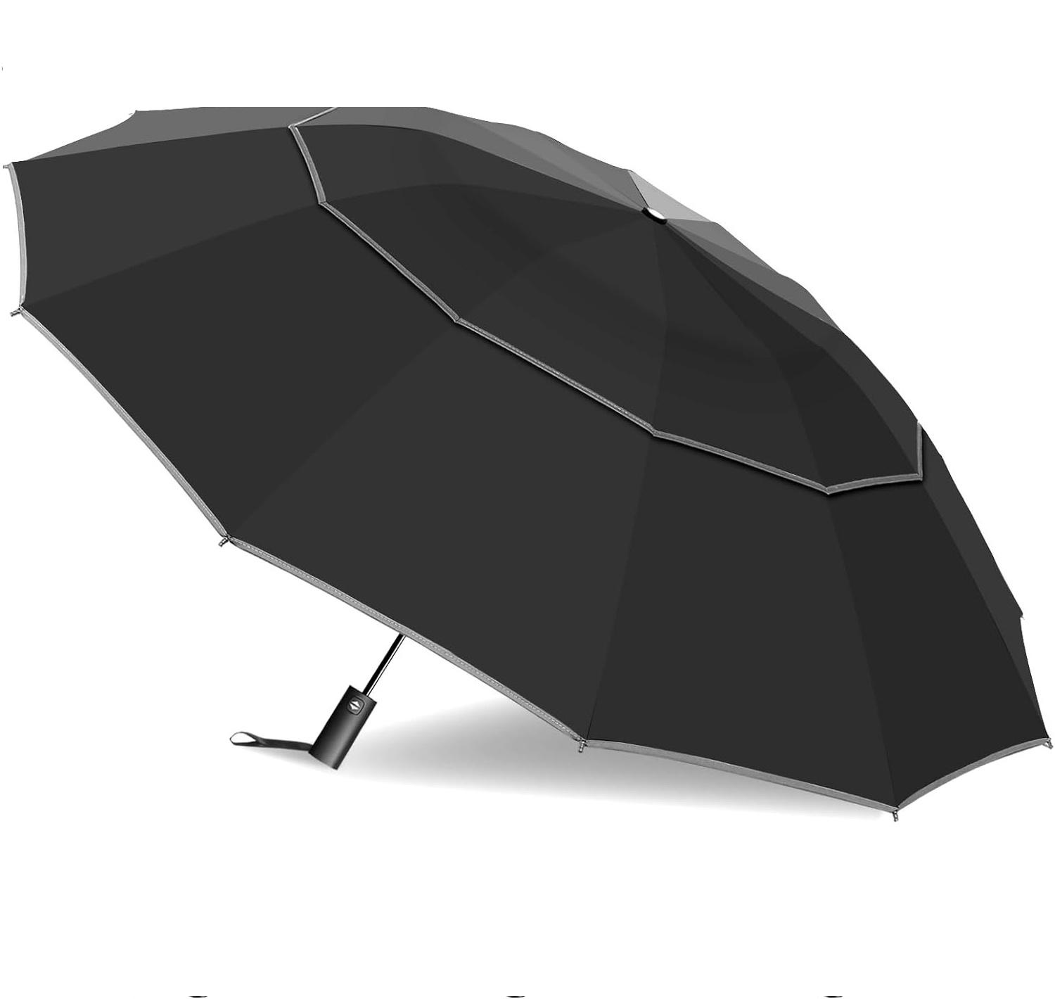 125cm Rain Automatic Windproof 12 Ribs Golf Umbrella for Double Canopy Vented Reverse Folding Umbrella for Travel