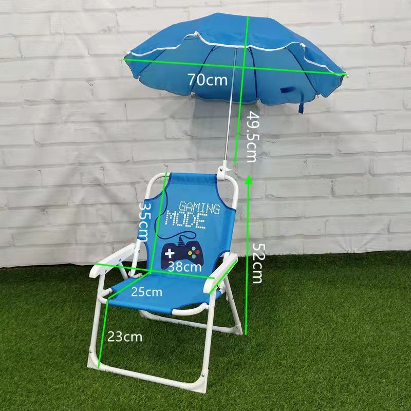 New Amazon Online Hot-selling Kid Customized Steel Carton Picture Mini Children Beach Camping Folding Chair with Umbrella