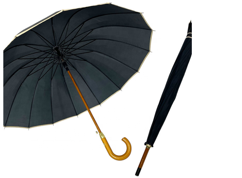 High Quality  23inch 16K Auto Open Wood Handle Straight Umbrella Commercial Umbrella