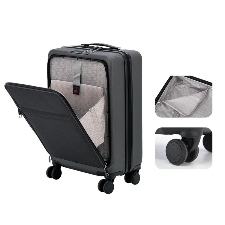 Fashion 20 inch 4 Wheels Black Travel Trolley Abs Luggage Suitcases For Business man