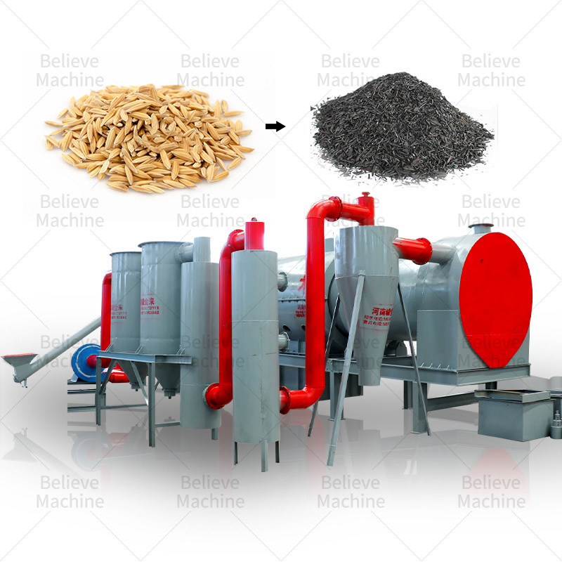 Factory price biochar processing machine which usage rice husks carbonization furnace with cooling system carbonization stoves