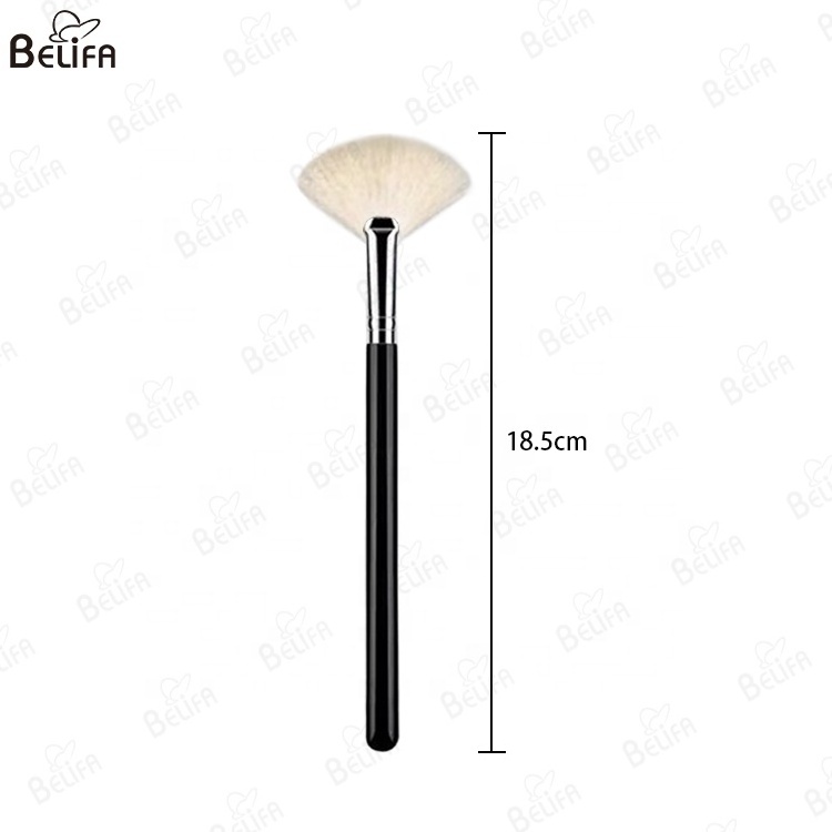 Customized Single Portable Fan Mask Brush Super Soft White Goat Hair Brush Applicator Facial Fan Brush