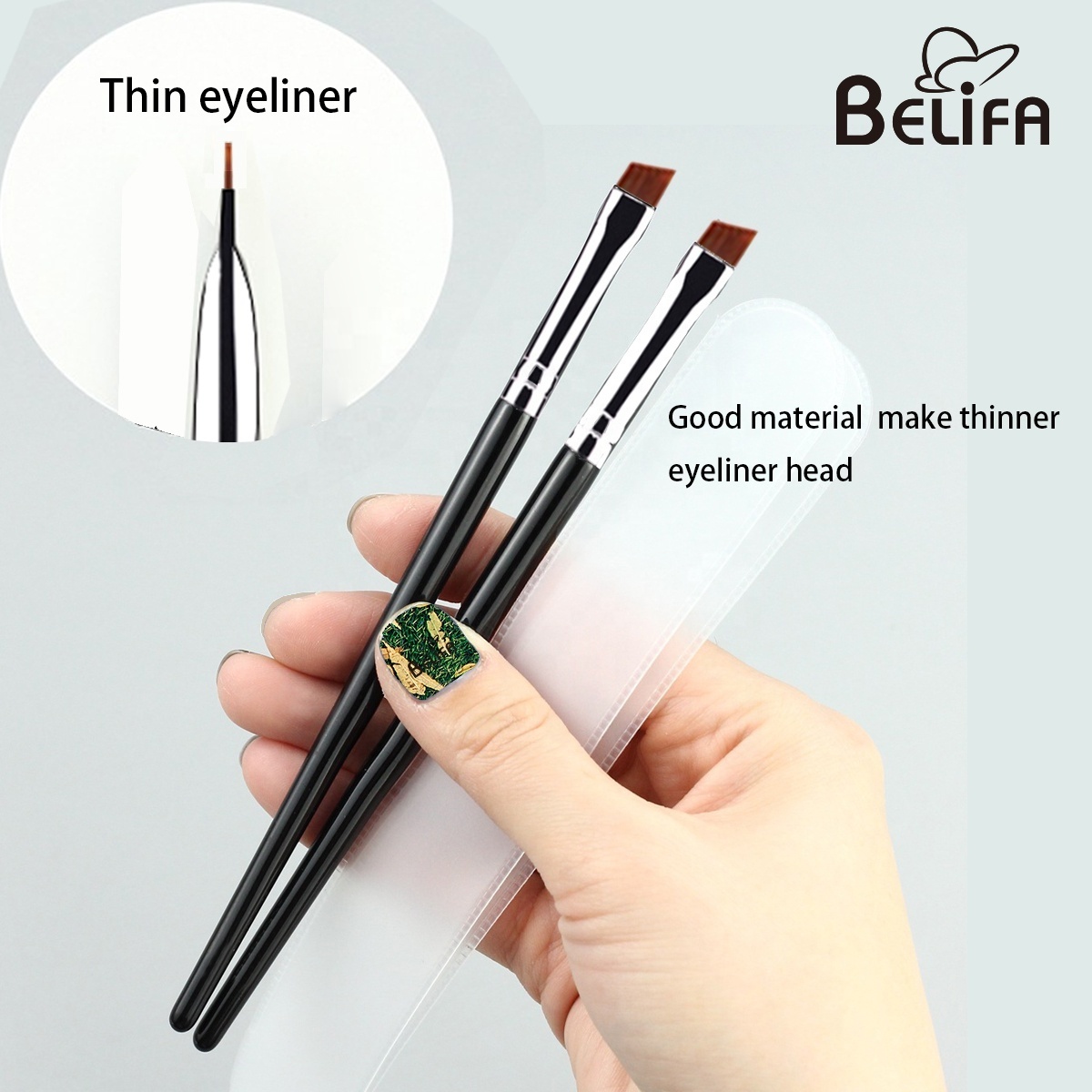 private label custom angular concealer eye tinit precise ultra eyebrow fine angle line thin flat head angled eyeliner brow brush