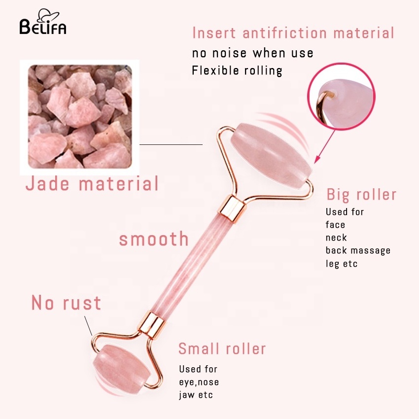 rose original natural real quartz jade roller scraping plate board facial massage jade roller gua sha stone box set