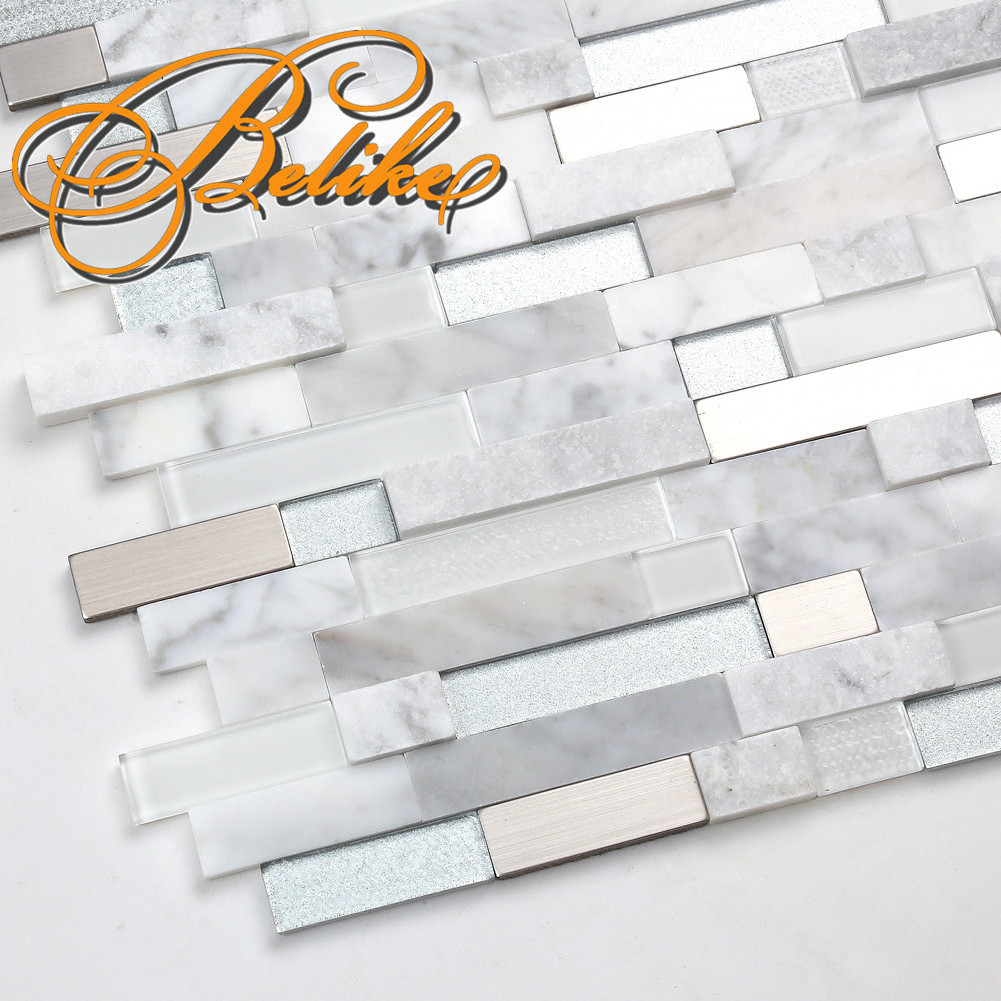 Peel and Stick Marble Glass Mosaic Wall Cladding Featured Background Backsplash Serene Ambience Modern Convenient installation