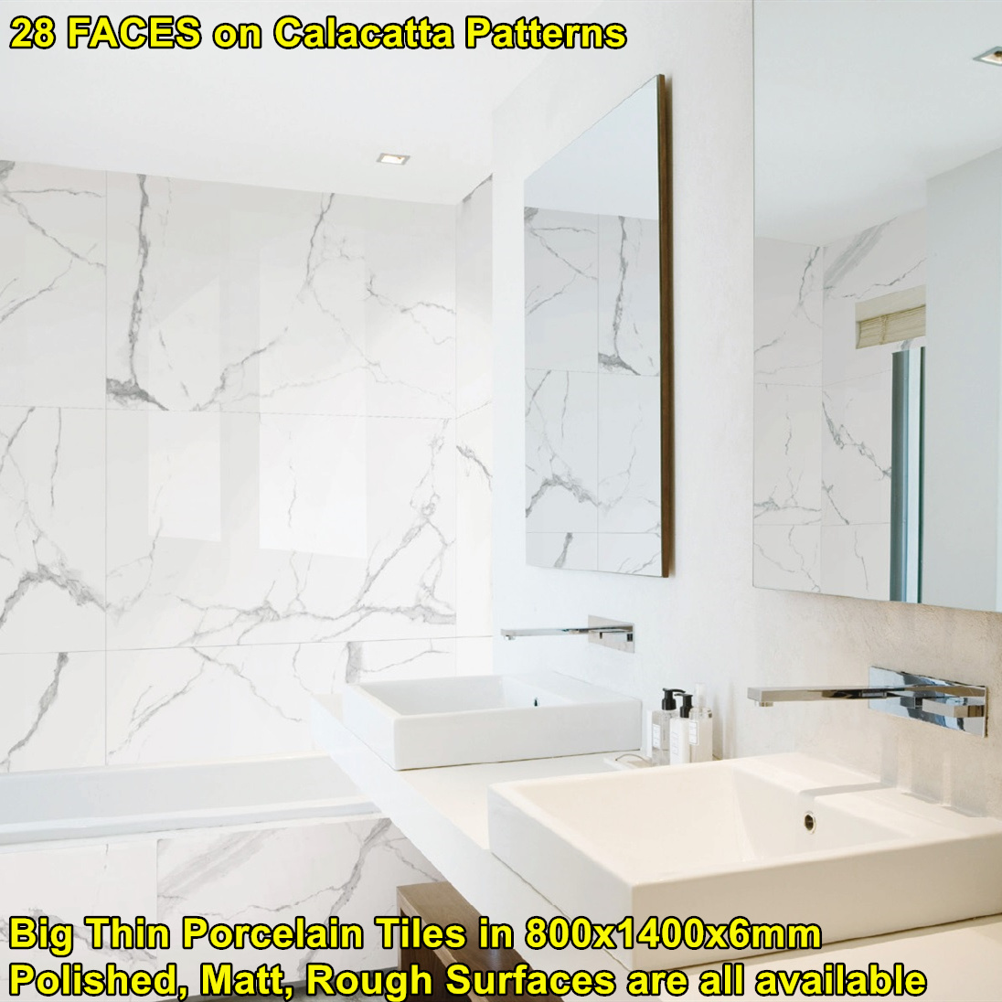 Big Slim Thin Porcelain Tile Ceramic Wall Tile 800x1400x6mm Carrara Calacatta Mable Pattern Home Decor Penthouse Design