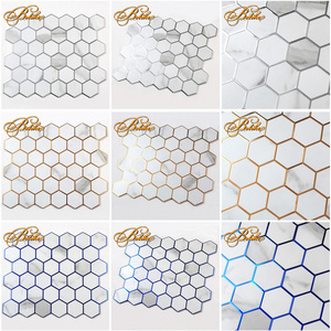 Peel and Stick Aluminum Mosaic Wall Tile Feature Covering Home Decor Ornamental Self Adhesive Embed Metallic Grout Elegant