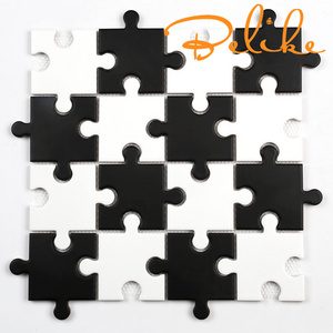 Porcelain Mosaic Tile Jigsaw Puzzles Pattern Wall & Floor Featured Wall Cladding Backsplash Simple Modern Mesh Mounted