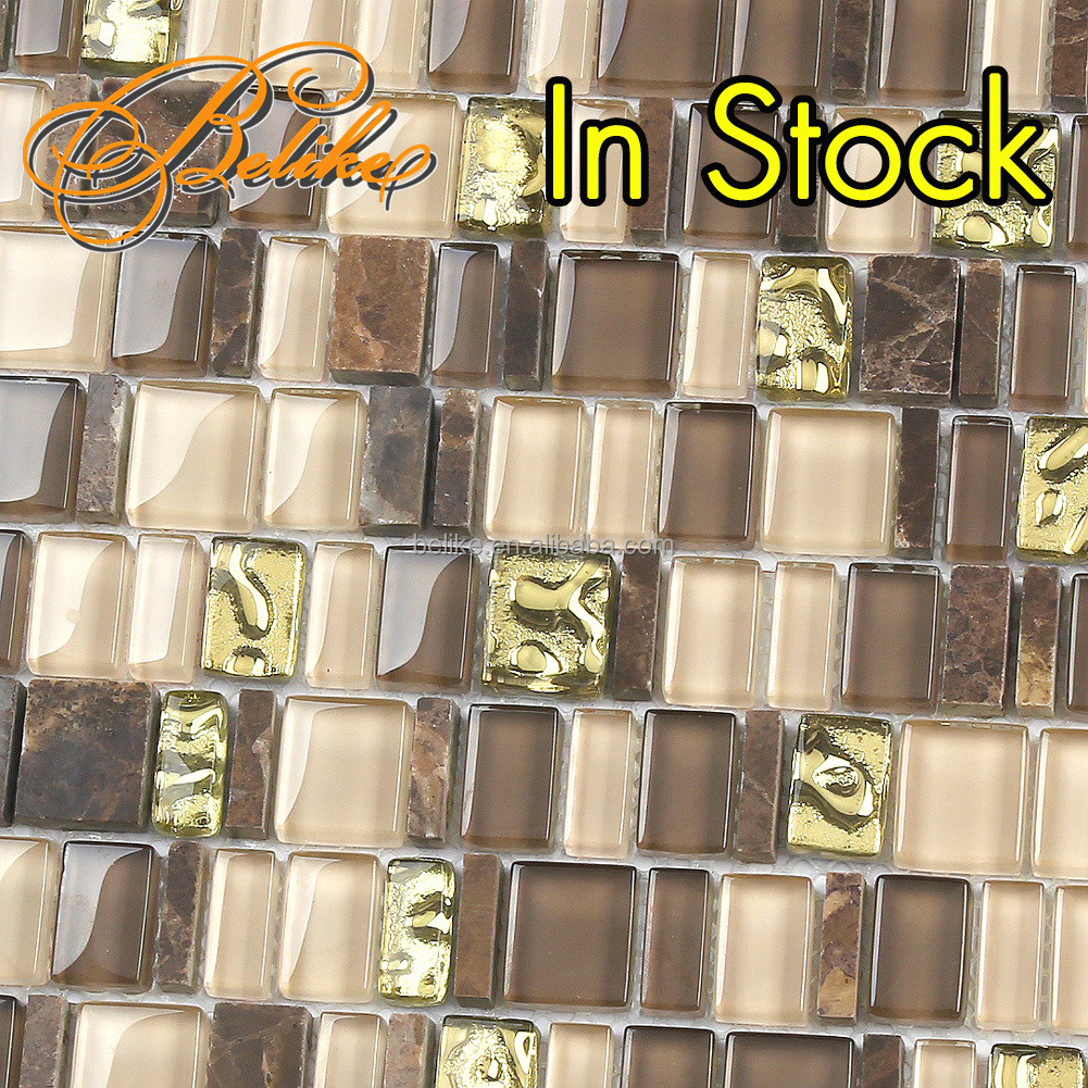 Glass Mosaic Marble Wall Tile Covering Chic Stacked Mini Brick Form Home Decor Facade Background Accent Feature Style In Stock